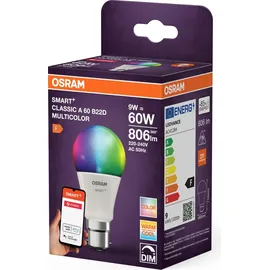 Osram SMART LED Lampe A60 Kolbenform B22D, ZigBee 3.0, RGBW 16 Mio. Farben, dimmbar, App Steuerung, Alexa