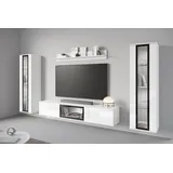 INOSIGN Wohnwand INOSIGN "Caro, stehend und hängend montierbar", weiß (weiß, weiß hochglanz), B:262cm H:142cm T:33cm, Holzwerkstoff, Kastenmöbel-Sets, Wohnwand, grifflose Design, höhenverstellbare Einlegeböden