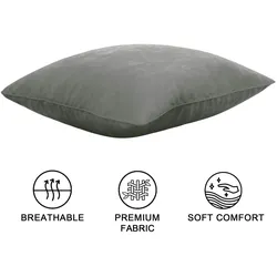 Intirilife 2x Kissenbezug Kissenbezüge aus Samt 40x40 cm in Grau - Bezüge für Sofakissen Zierkissen Couchkissen Dekokissen