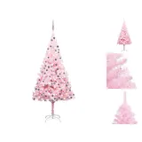 vidaXL Künstlicher Weihnachtsbaum mit LEDs & Kugeln Rosa 210cm PVC