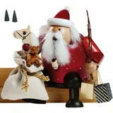 KWO Olbernhau 21608 Räuchermännchen Kantenhocker Weihnachtsmann, 16 cm