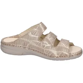 WALDLÄUFER Pantolette WALDLÄUFER "Gunna", Damen, Gr. 5,5 (38,5), beige, Nubukleder, metallic, Schuhe Pantolette, Keilabsatz, Sommerschuh, Schlappen in bequemer Schuhweite G