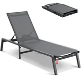 VEVOR Sonnenliege Strandliege Liegestuhl Liege Relaxliege 182x60x88cm Dunkelgrau