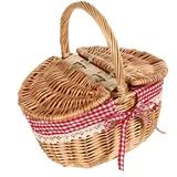 OFFSCH Geflochtener Korb Picknickkorb Mit Deckel Aus Weide Für Outdoor-snacks Und Aufbewahrung Von Obst Und Snacks Für Familienpicknicks Und Camping