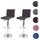 Mendler 2er-Set Barhocker HWC-G87, Tresenhocker Barstuhl, höhenverstellbar ~ Stoff/Textil dunkelgrau + Kunstleder weiß, Chromfuß