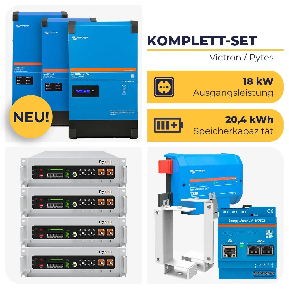 HUSATECH PowerSet: 3-phasig mit 2x MultiPlus-II 48/6k5/100-50 + 1x MultiPlus-II 48/6k5/100-50 GX + 4x E-Box V5° | 18 kW 20,4 kWh