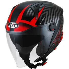 KYT D-City Lucent Jethelm, schwarz-rot, Größe L für Männer