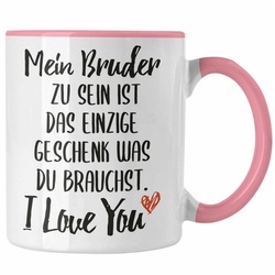 Trendation Tasse Trendation – Bruder Schwester Tasse Geschenk von Bruder Geschenkidee für Geschwister Kaffeetasse rosa