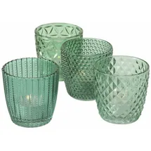 Spetebo Teelichthalter Marilu Glas Transparent/Petrol