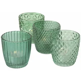 Spetebo Teelichthalter Marilu Glas Transparent/Petrol