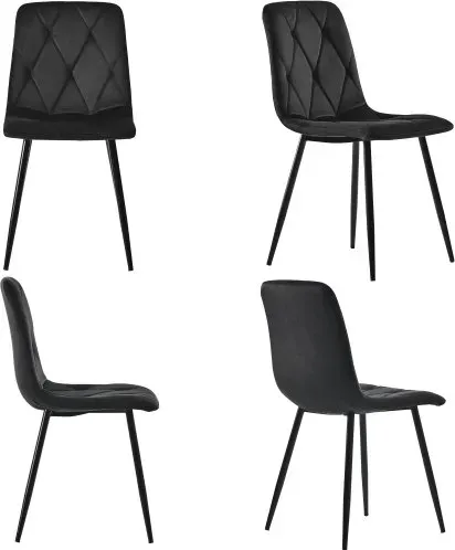 Esszimmerstühle, 4 Set Komfortable Moderne Metall Essstühle mit Samtoptik Rückenlehne Schwarz Elegant Design, 45 x 40 x 86 cm   Aosom.de