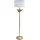 Relaxdays Stehlampe, Palmenblatt-Sockel, Stoffschirm, E27-Fassung, Wohnzimmer, Schlafzimmer, Standlampe, weiß/Gold
