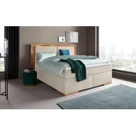 Home Affaire Boxspringbett HOME AFFAIRE "Cup", beige, B:210cm L:206cm, Bezug: Luxus-Microfaser (100% Polyester);Bezug: Microfaser (100% Polyester), Komplettbetten, Boxspringbett, mit Massivholzrahmen, mit Topper, in 2 Härtegraden, in 3 Breiten