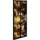 Eckvitrine Mit 2 Türen Und Led, Modernes Design, Für Wohnzimmer, Aus Mdf Und Sicherheitsglas, 62×35×160 Cm, Schwarz
