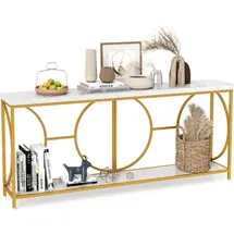 Costway Konsolentisch 180 x 40 x 75 cm gold weiß