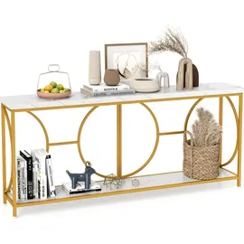 Costway Konsolentisch 180 x 40 x 75 cm gold weiß