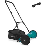 VONROC - Rasenmäher manuell 40cm breit - Spindelmäher - 400mm – 4 Höheneinstellungen (15-25-31-35mm) - Inklusive Wandhalterung und Grasfangkorb