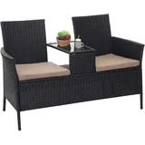 Mendler HWC-E24 132 x 55 x 84 cm schwarz/creme inkl. Tisch