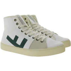 FLAMINGOS LIFE El Camino High-Top Sneaker faire- und nachhaltige City-Schuhe aus Canvas Made in Spain Weiß/Grün - 36