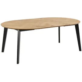 VCM Georgetown Esstisch Ø120/198 cm inkl. 2 Zusatzplatten, Fischgräte, Eiche dekor.