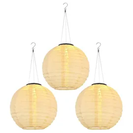 GLOBO Lampion Edelstahl Kunststoff D 30 cm 3er Set beige