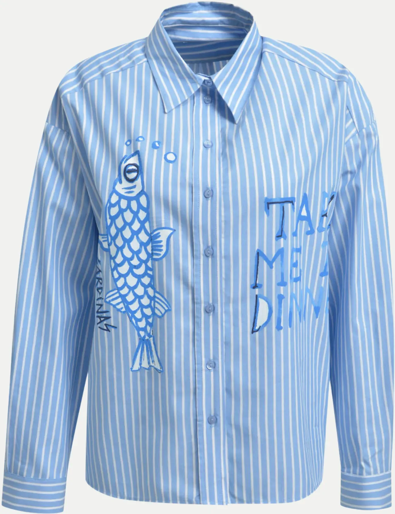 OVERSIZED SHIRT BLOUSE W/ AW, 1/1 Blau 48