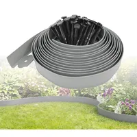 Flexible Rasenkante Kunststoff mit 10cm Hoch 10m Lang,Kunststoff-Garteneinfassung mit 30 STK Heringen,No-Dig-Path-Beeteinfassung blumenbeet Umrandung (Grey)