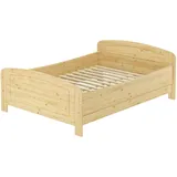 Erst-Holz® Seniorenbett Überlänge extra hoch 140x220 Holzbett Kiefer massiv mit wählbarem Zubehör V-60.44-14-220, Ausstattung:Rollrost inkl.