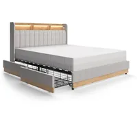 VitaliSpa Bett, Nura, (160 x 200 cm mit 4 Schubladen Grau/Eiche - Grau 167.5 216