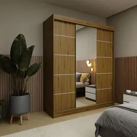 masseno Schwebetürenschrank MIRELLA 180 x 216 x 61 cm Braun
