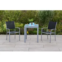 Merxx Milano Set 3-tlg. Mit Balkon-Tisch Ausziehbar 65/130 x 65 cm Schwarz