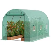 Gewächshaus Tunnel Begehbar 345x195x192 Cm – Robustes Foliengewächshaus Mit Stahlrahmen Und Pe-abdeckung, Tomatenhaus Mit Aufrollbarer Reißverschlusstür Für Garten & Pflanzen