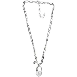 Kette mit Anhänger "Schloss", Damen, Gr. one size, Metall, silber, COLLEZIONE ALESSANDRO, Basic, Halsketten, mit kleinem Schloss-Anhänger in Herzform