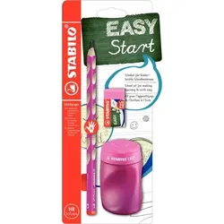 STABILO EASYgraph Schul-Set, pink, Bleistift, Spitzer und Radier für Rechtshänder
