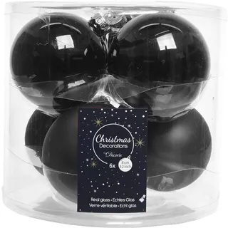 Kaemingk Glaskugeln schwarz Glanz matt 8cm Weihnachtskugeln Baumschmuck Weihnachtsdeko Kugeln Deko