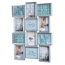 levandeo Bilderrahmen 54x72cm 12 Fotos 13x18cm Silber Antik Collage Deko Glasscheiben Fotogalerie Fotocollage Fotorahmen Wanddeko