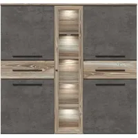 99rooms Mirdi Vitrine Picea Kiefer Beton Optik mit LED-Beleuchtung