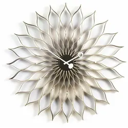 Vitra Wanduhr Sunflower Clock Birkenschichtholz weiß, Designer George Nelson, 7 cm