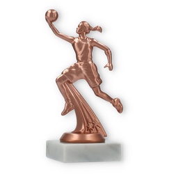 Pokal Kunststofffigur Basketballspielerin bronze auf weißem Marmorsockel 16,5cm