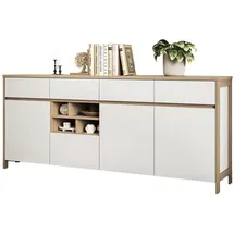 furn.design Sideboard 193 x 85 x 39 cm Weiß / Eiche