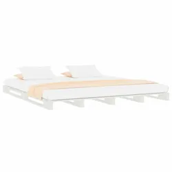 vidaXL Palettenbett Weiß 200x200 cm Massivholz Kiefer