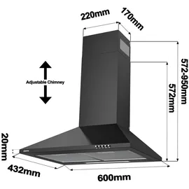 Ciarra CAB6201A Wandhaube 60 cm Schwarz