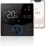 Decdeal WiFi Thermostat für Wasser Fußbodenheizung Und Gas Boiler Steuerung,kompatibel Alexa, Google Home Und Smart Life-App Fernbedienung,mit Drehknopfsteuerung Raumthermostat,2.4GH-WLAN 3A(schwarz)