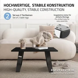 ML-Design 2er Set Tischkufen 80GRAD Neigung, 40x43 cm, Industrial, 8x2cm, Schräge Tischbeine, Metall Möbelkufen, Tischgestell Stahl geneigt,