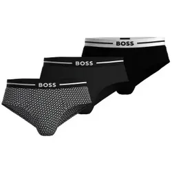 BOSS 3P Bold Design Hip Brief Schwarz/Weiß Baumwolle Large Herren