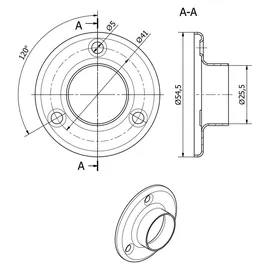 SOTech Schrankstangenlager Circle 25 Ø 25 mm Schwarz