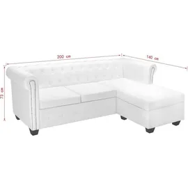 vidaXL Chesterfield Sofa in L-Form Kunstleder Weiß