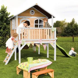 Axi Spielhaus Sophie Braun/Weiß mit Rutsche Hellgrün