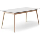 Hammel Furniture Esstisch HAMMEL FURNITURE "Meza Designtisch mit Auszugsfunktion und 2 Einlegeplatten", weiß (weiß, natur, weiß), B:165cm H:74cm T:90cm, Tischplatte: Weiss Laminat (schwarzer Rand), Gestell: Massive Eiche.