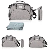Lorelli Wickeltasche Viola wasserabweisend, Wickelunterlage, Seitentaschen grau